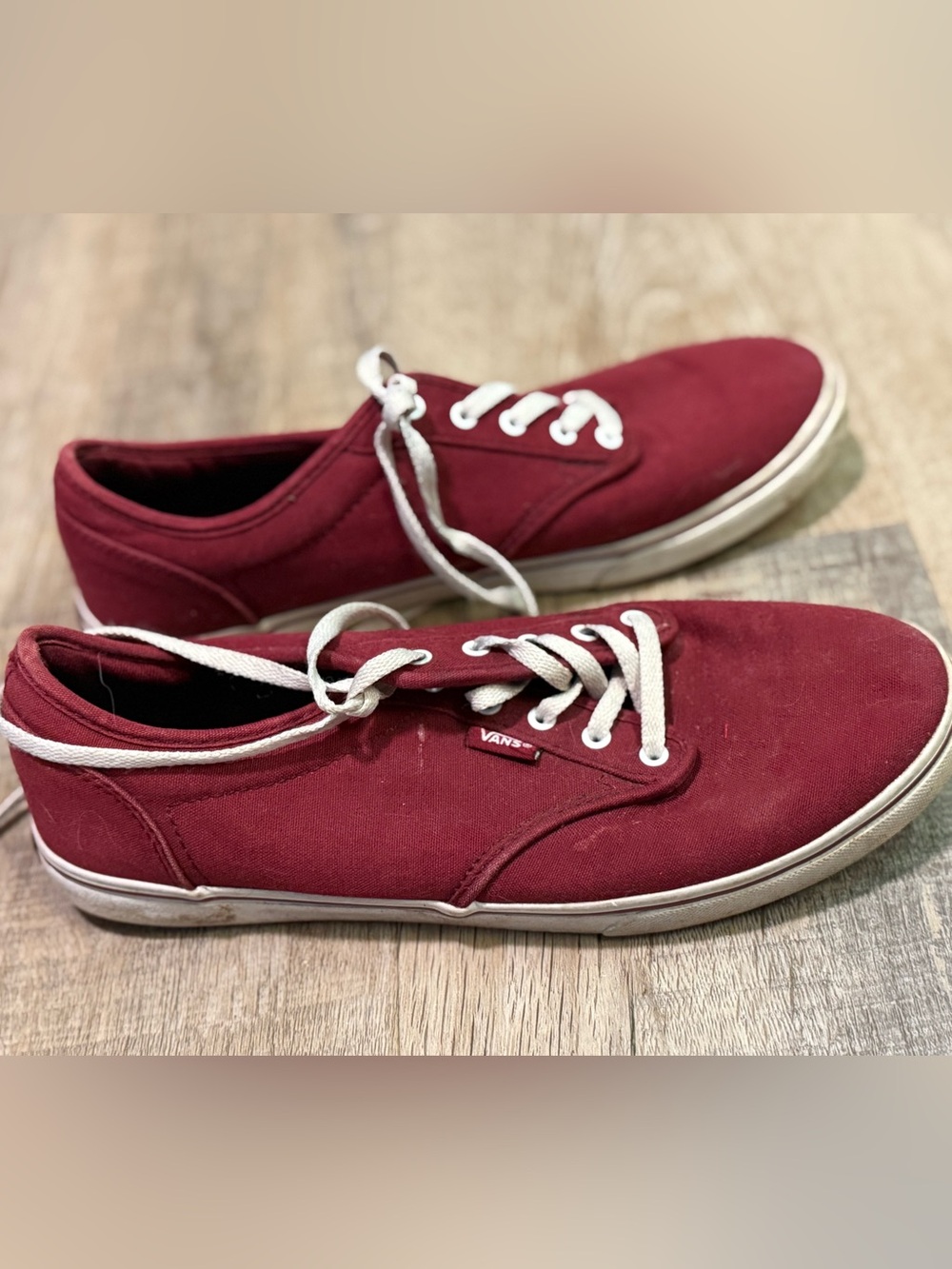 Vans Women’s Burgundy Canvas Lace-Up Sneakers Size 9